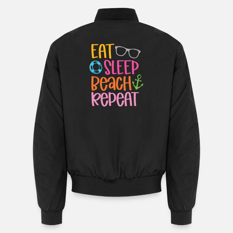 Eat Sleep Beach Repeat - Unisex Bomber Jacket - black