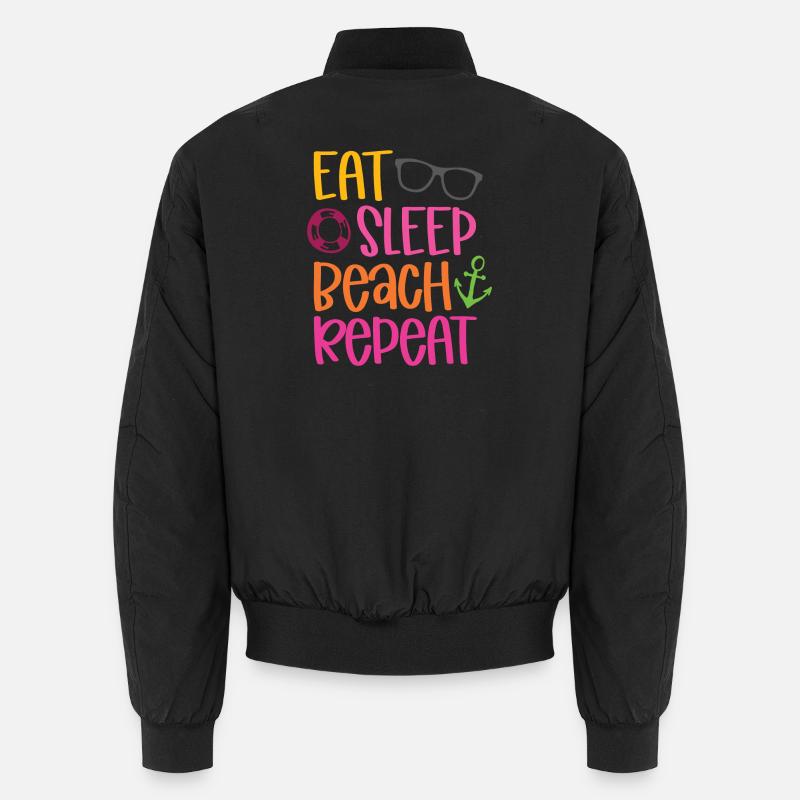 Eat Sleep Beach Repeat - Unisex Bomberjacke - Schwarz
