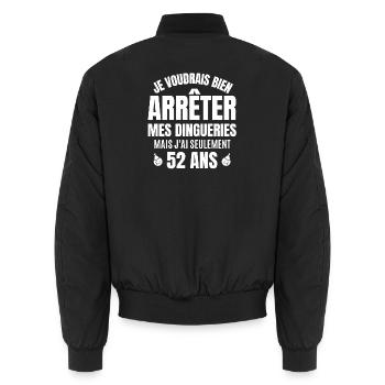 anniversaire 52 ans, anniversaire - Bomber unisexe - noir - Dos - AI Model Male 185 light (185cm)
