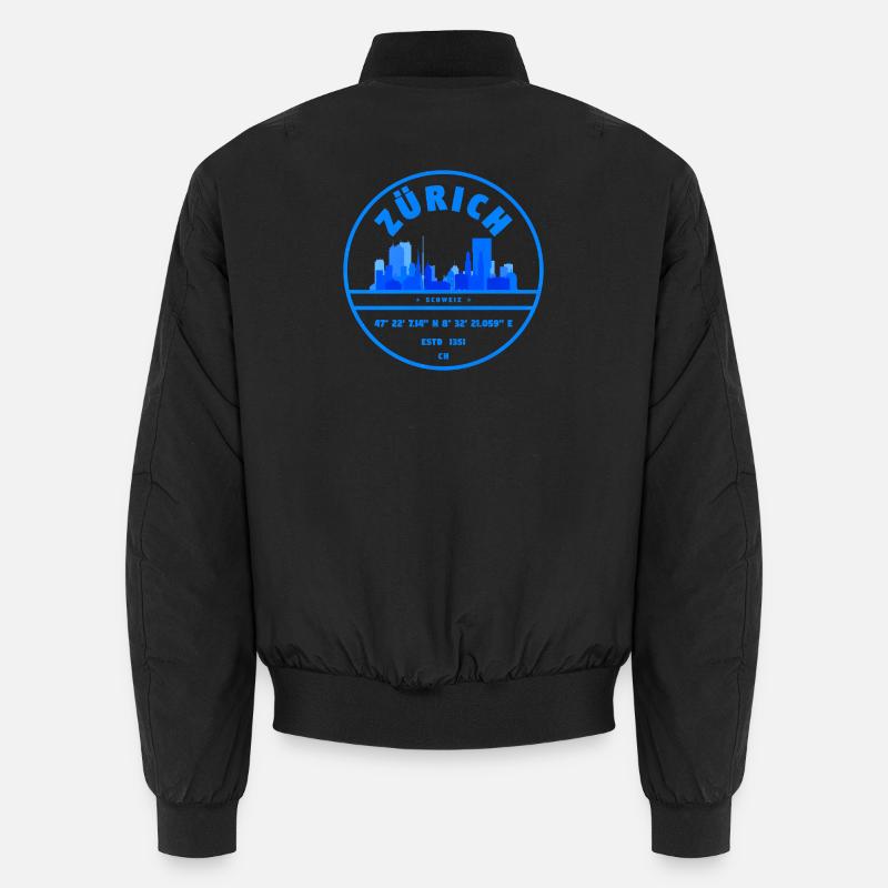 Sceau bleu de Zurich Skyline - Bomber unisexe - noir
