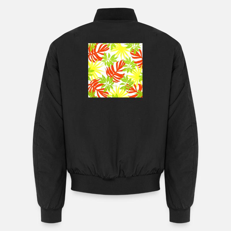 palmenblätter, exotisches Pflanzenmuster - Unisex Bomberjacke - Schwarz