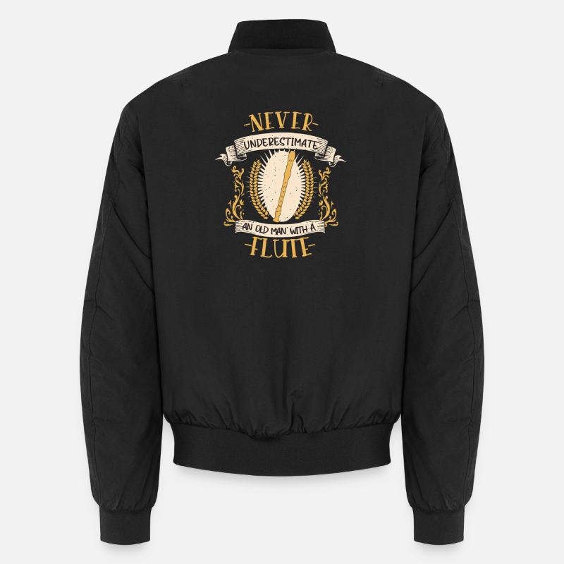 Flöte Musiker Instrument Blasmusik Geschenk - Unisex Bomberjacke - Schwarz