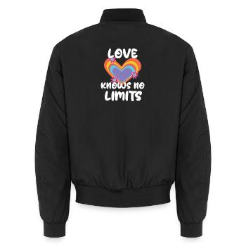 Egalité Amour Coeur Relation Lgbt - Bomber unisexe - noir - Dos - AI Model Male 185 light (185cm)
