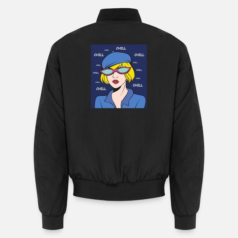 Chill Pop Art Lady - Unisex Bomber Jacket - black