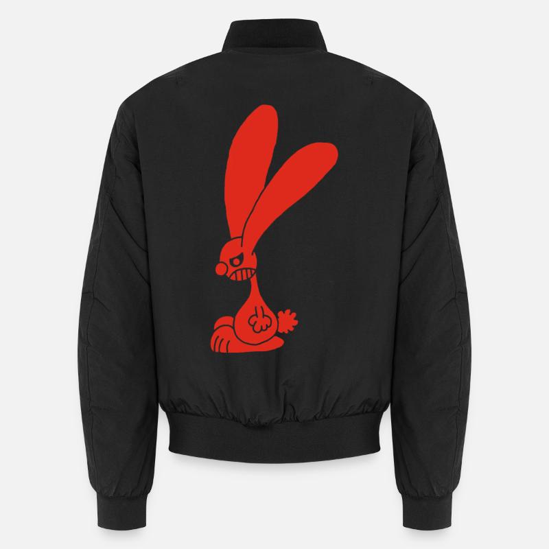 Grumpy red rabbit - Unisex Bomber Jacket - black