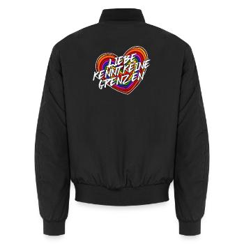 Lgbt Liebe Statement Beziehung Herz Regenbogen - Unisex Bomberjacke - Schwarz - Hinten - AI Model Male 185 light (185cm)
