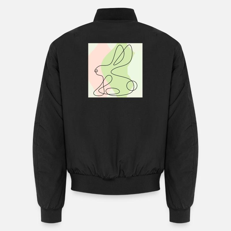 EASTER BUNNY LINE DRAWING - Unisex Bomber Jacket - black