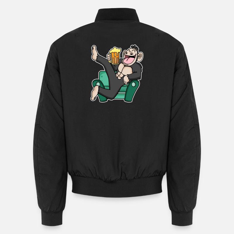 Lustiger Affe trinkt Bier Unisex Bomberjacke