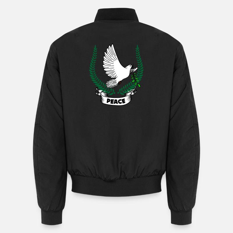 Friedenstaube im Lorbeerkranz mit Text FRIEDEN Unisex Bomberjacke