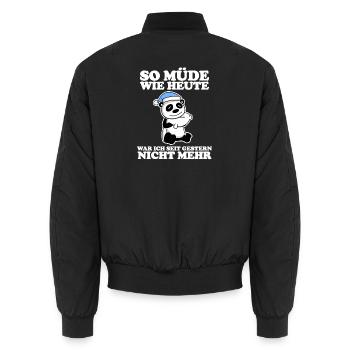 Müde Spruch lustig Schlafen Ausschlafen Faul - Unisex Bomberjacke - Schwarz - Hinten - AI Model Male 185 light (185cm)
