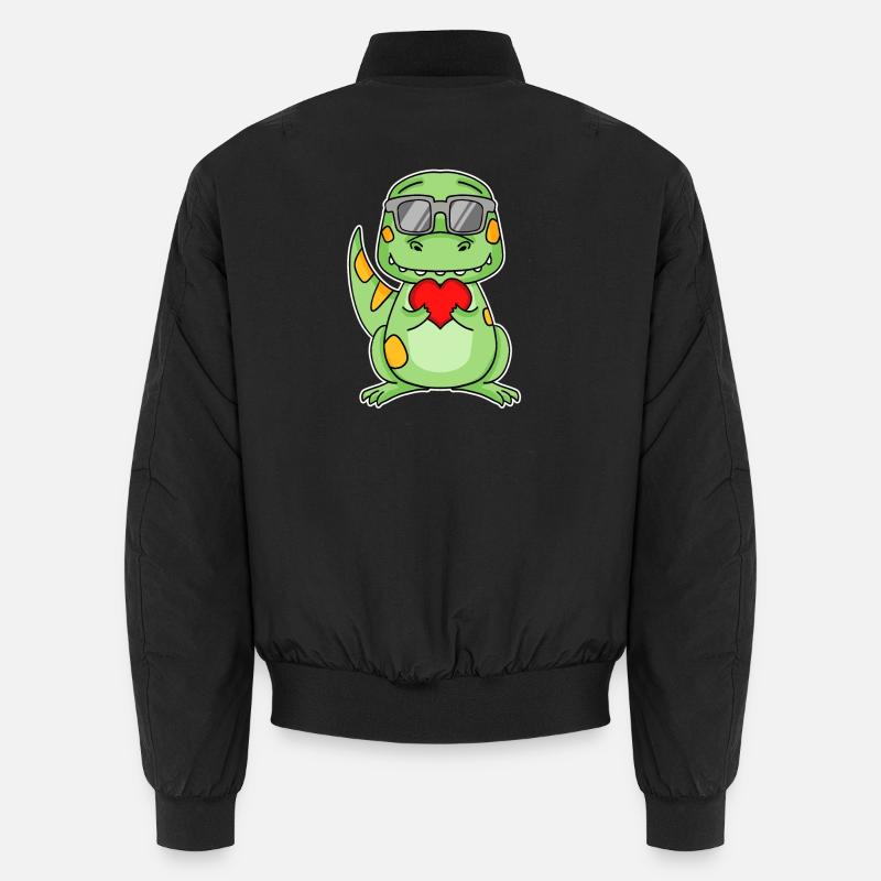 Dinosaurs with Heart - Love Romantic - Unisex Bomber Jacket - black