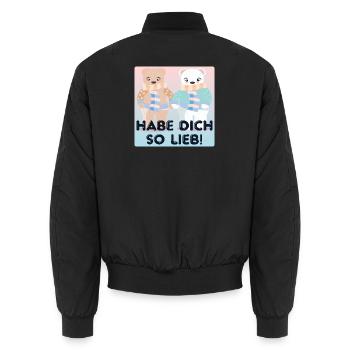 Habe Dich so lieb - Paare - Unisex Bomberjacke - Schwarz - Hinten - AI Model Male 185 light (185cm)