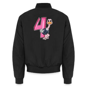 4 ans - 4ème anniversaire avec motif animal - Bomber unisexe - noir - Dos - AI Model Male 185 light (185cm)