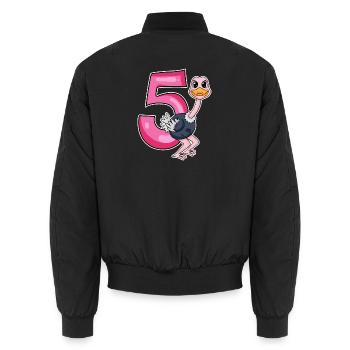 5 ans - 5ème anniversaire avec motif animal - Bomber unisexe - noir - Dos - AI Model Male 185 light (185cm)