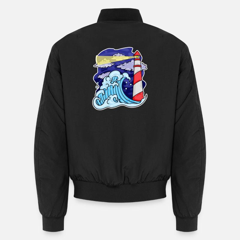 Lighthouse Coast Sea Sea - Unisex Bomber Jacket - black