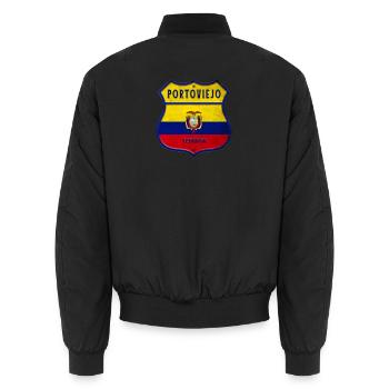 Portoviejo Ecuador Wappen Flaggen Design - Unisex Bomberjacke - Schwarz - Hinten - AI Model Male 185 light (185cm)