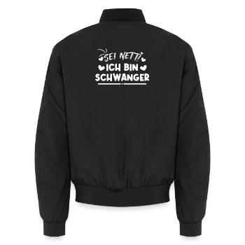 Schwangerschaft Schwanger Statement Mama Herz - Unisex Bomberjacke - Schwarz - Hinten - AI Model Male 185 light (185cm)
