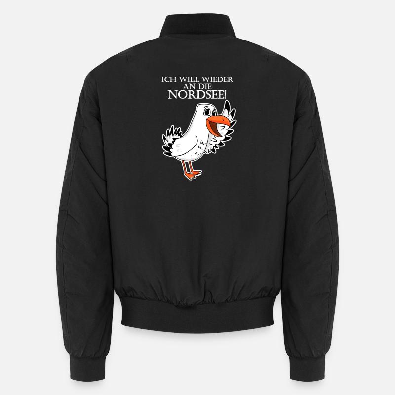 Nordsee Plattdeutsch Spruch Moin Möwe Unisex Bomberjacke