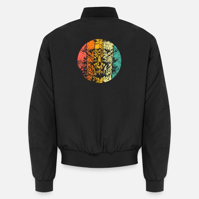 Owl Eagle Owl retro - Unisex Bomber Jacket - black