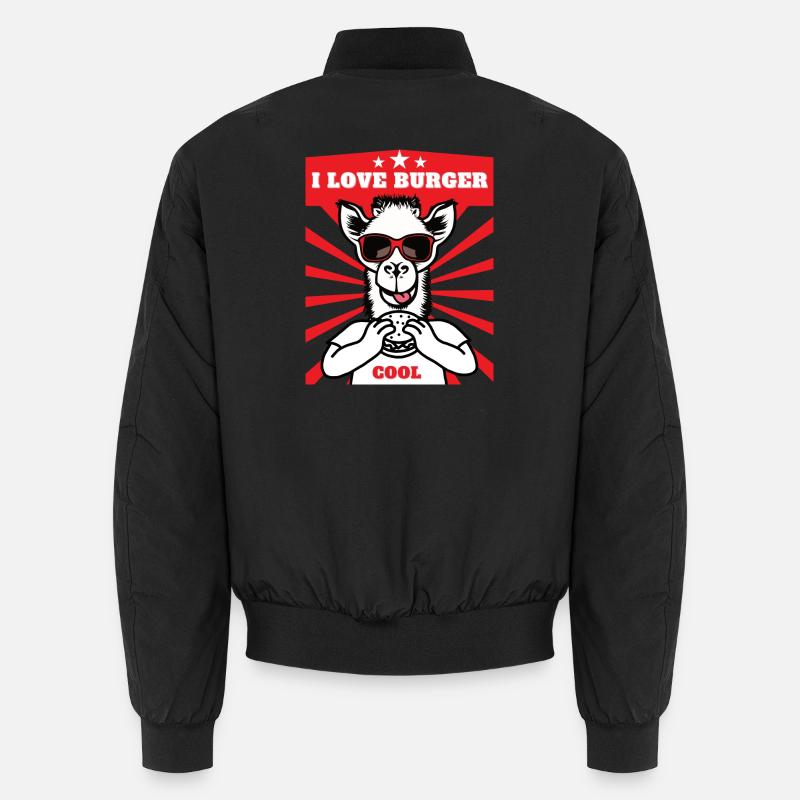 J’aime Burger Lama Dessin animé Graphique Bomber unisexe