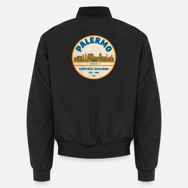 Palermo Retro City Logo Round - Bomber unisexe - noir