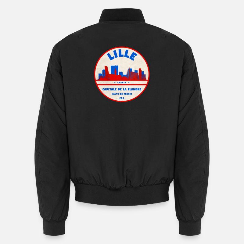 Lille Skyline Retro Badge - Unisex Bomber Jacket - black
