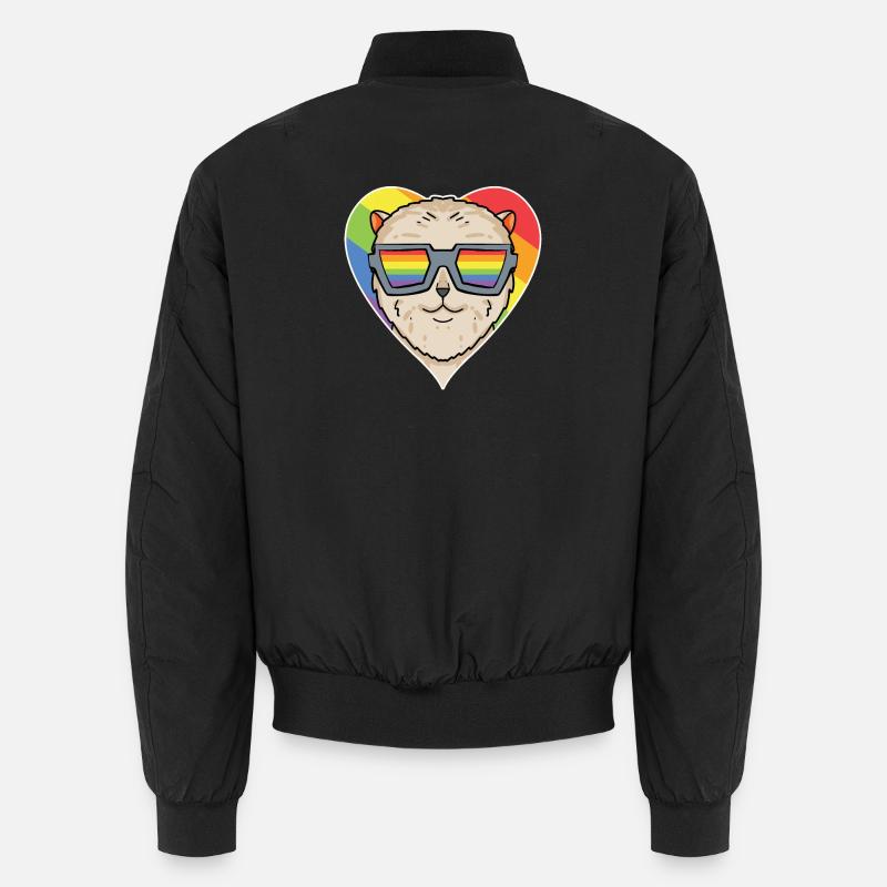 Regenbogen - Hund mit Brille - Zwergspitz - Unisex Bomberjacke - Schwarz
