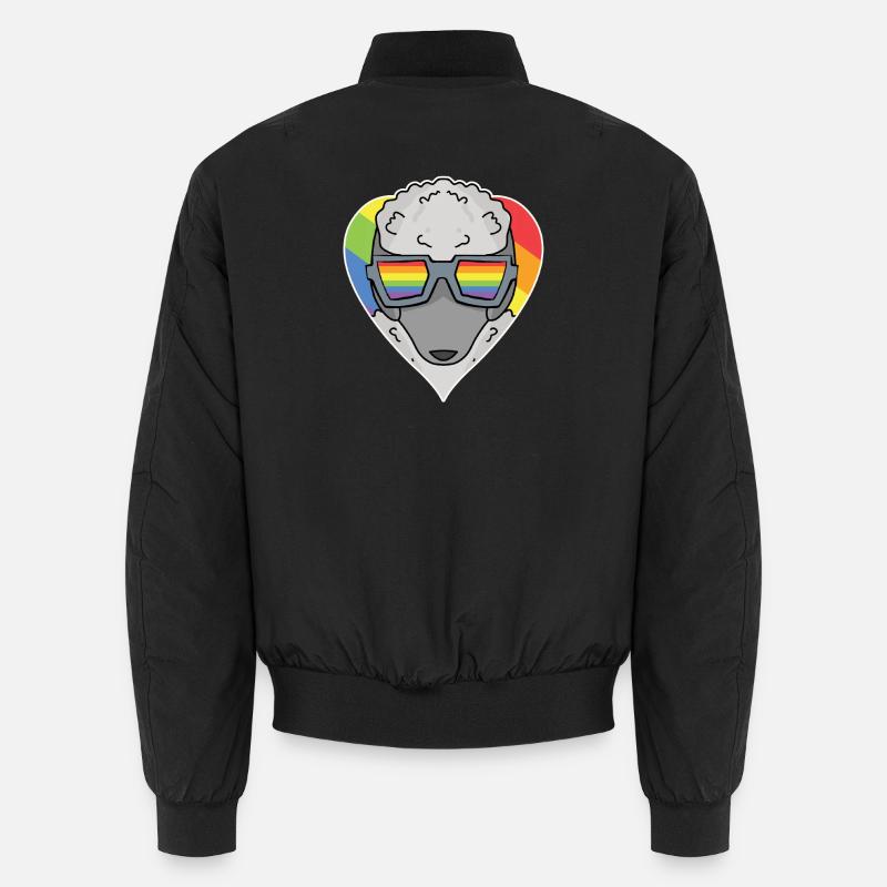 Regenbogen - Hund mit Brille - Pudel Unisex Bomberjacke
