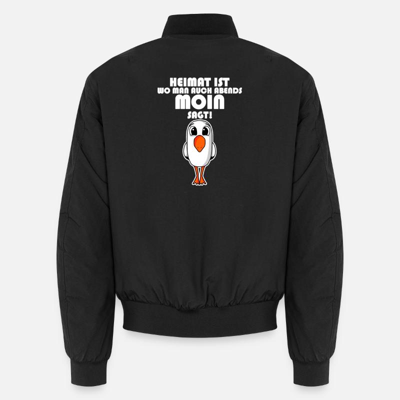 Nordsee Plattdeutsch Spruch Moin Möwe Unisex Bomberjacke