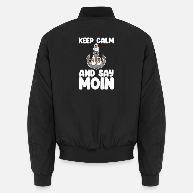 Nordsee Plattdeutsch Spruch Moin Möwe Anker Unisex Bomberjacke