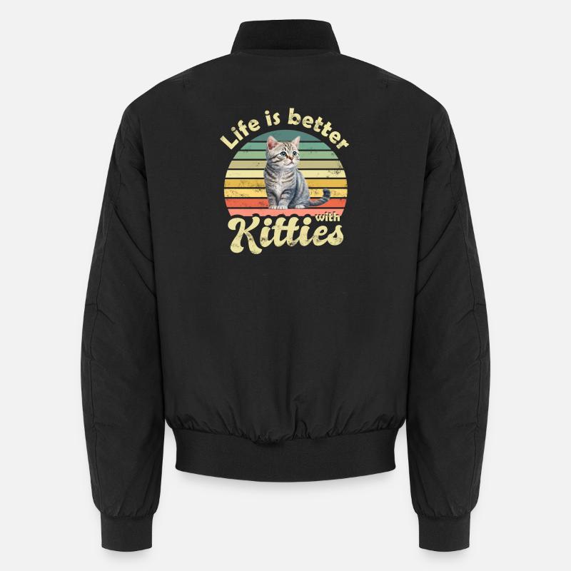 Katze Katzen - Unisex Bomberjacke - Schwarz