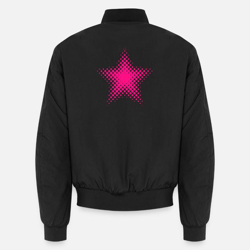 Neon Pink Sternenstern Halftone - Unisex Bomberjacke - Schwarz