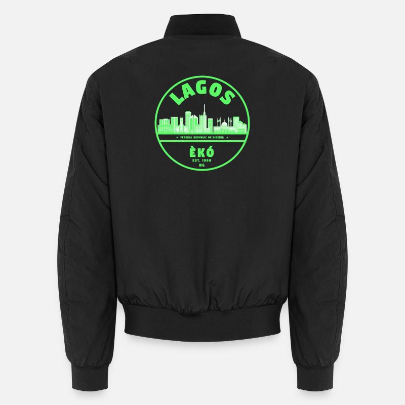 Lagos Neon Skyline Green - Bomber unisexe - noir