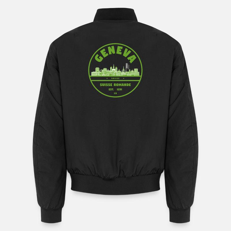 Genf Skyline Emblem Schweiz - Unisex Bomberjacke - Schwarz