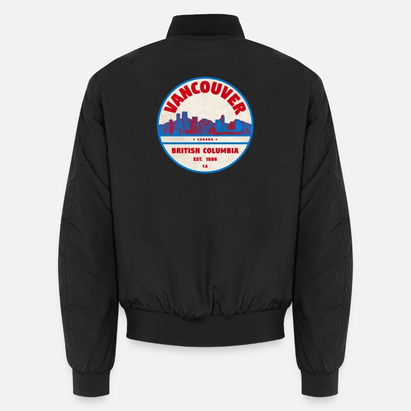 Vancouver Skyline Retro Badge Canada - Unisex Bomber Jacket - black