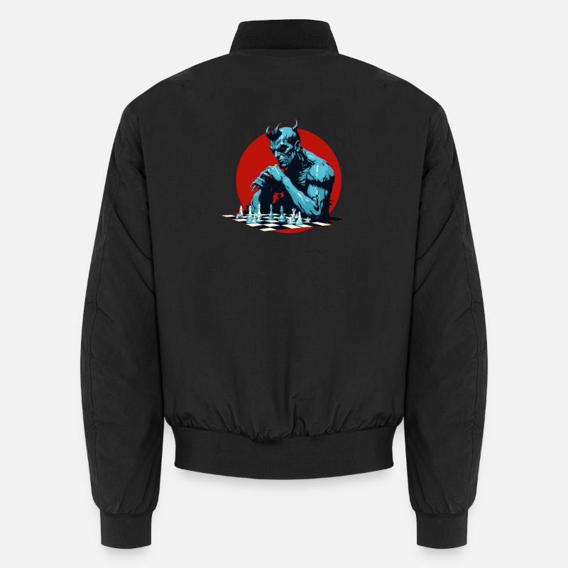 Demon Playing Chess - Unisex Bomber Jacket - black