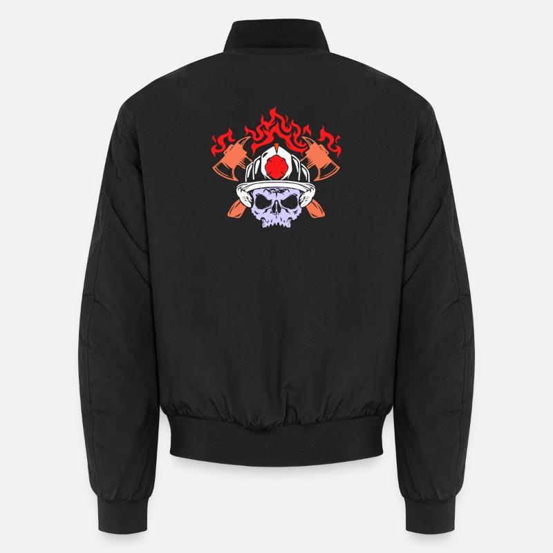 Firefighter helmet fire brigade fire protection fire burning Unisex Bomber Jacket