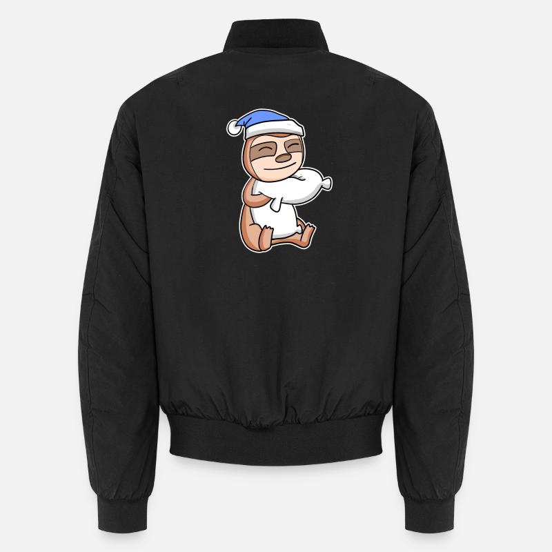 Sloth with pillow and sleeping cap Unisex Bomber Jacket
