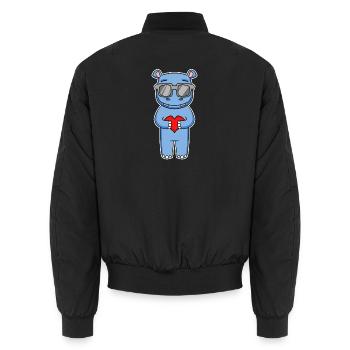 Nilpferd mit Sonnenbrille und Herz - Nilpferd - Unisex Bomberjacke - Schwarz - Hinten - AI Model Male 185 light (185cm)