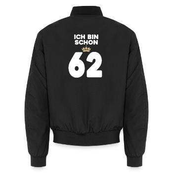 62. Geburtstag Geschenk - 62 Jahre mit Krone - Unisex Bomberjacke - Schwarz - Hinten - AI Model Male 185 light (185cm)