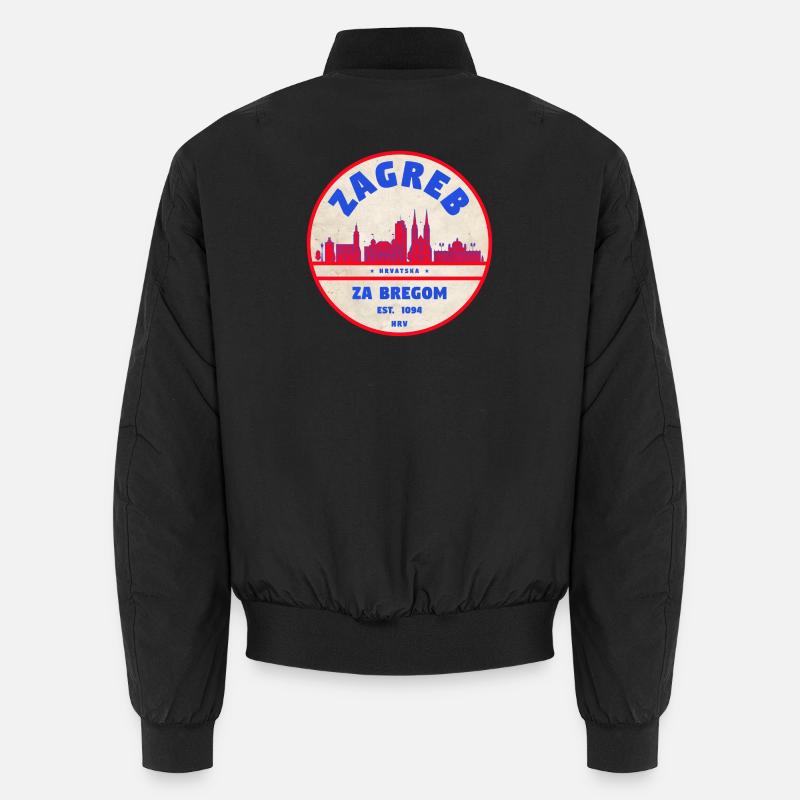 Zagreb Round Logo Skyline Retro Unisex Bomber Jacket