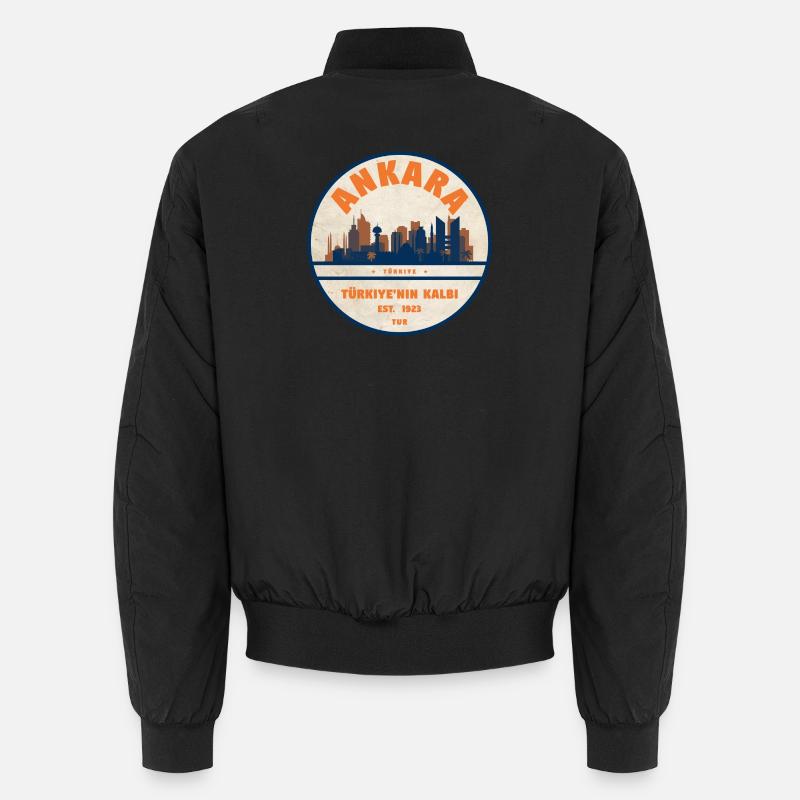 Ankara Skyline Badge - Unisex Bomber Jacket - black