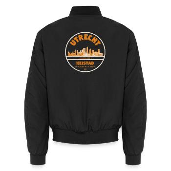 Médaillon de la ligne d’horizon Keistad d’Utrecht - Bomber unisexe - noir - Dos - AI Model Male 185 light (185cm)