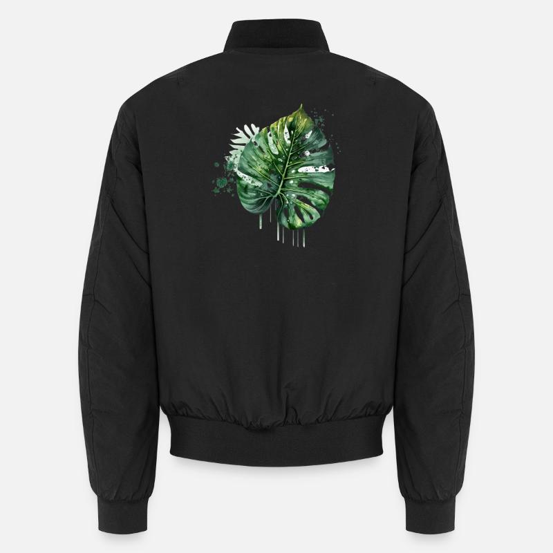 Monstera Feuille tropicale aquarelle - Bomber unisexe - noir