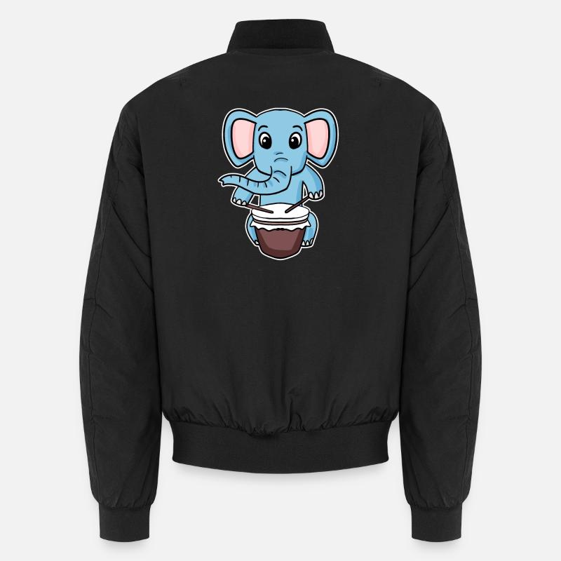 Elephant Drum Motif Unisex Bomber Jacket