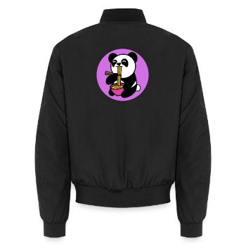 Panda Manga Anime Comic Pop Culture Japanese - Unisex Bomber Jacket - black - Back - AI Model Male 185 light (185cm)