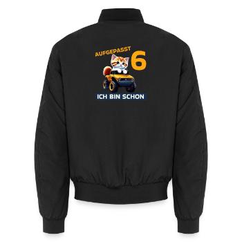 6. Geburtstag Katze auf Monstertruck 6 Jahre alt - Unisex Bomberjacke - Schwarz - Hinten - AI Model Male 185 light (185cm)