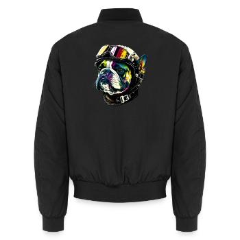 Pilote de bouledogue - Bomber unisexe - noir - Dos - AI Model Male 185 light (185cm)