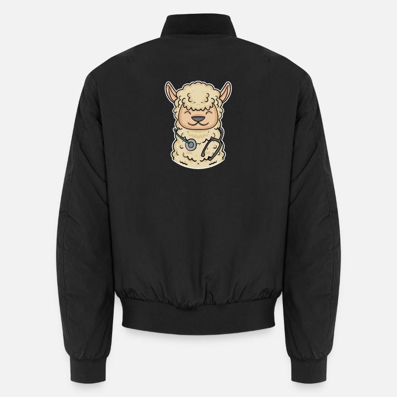 Alpaka Arzt - Unisex Bomberjacke - Schwarz