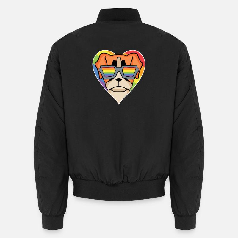 Regenbogen - Hund mit Brille - Deutscher Boxer Unisex Bomberjacke